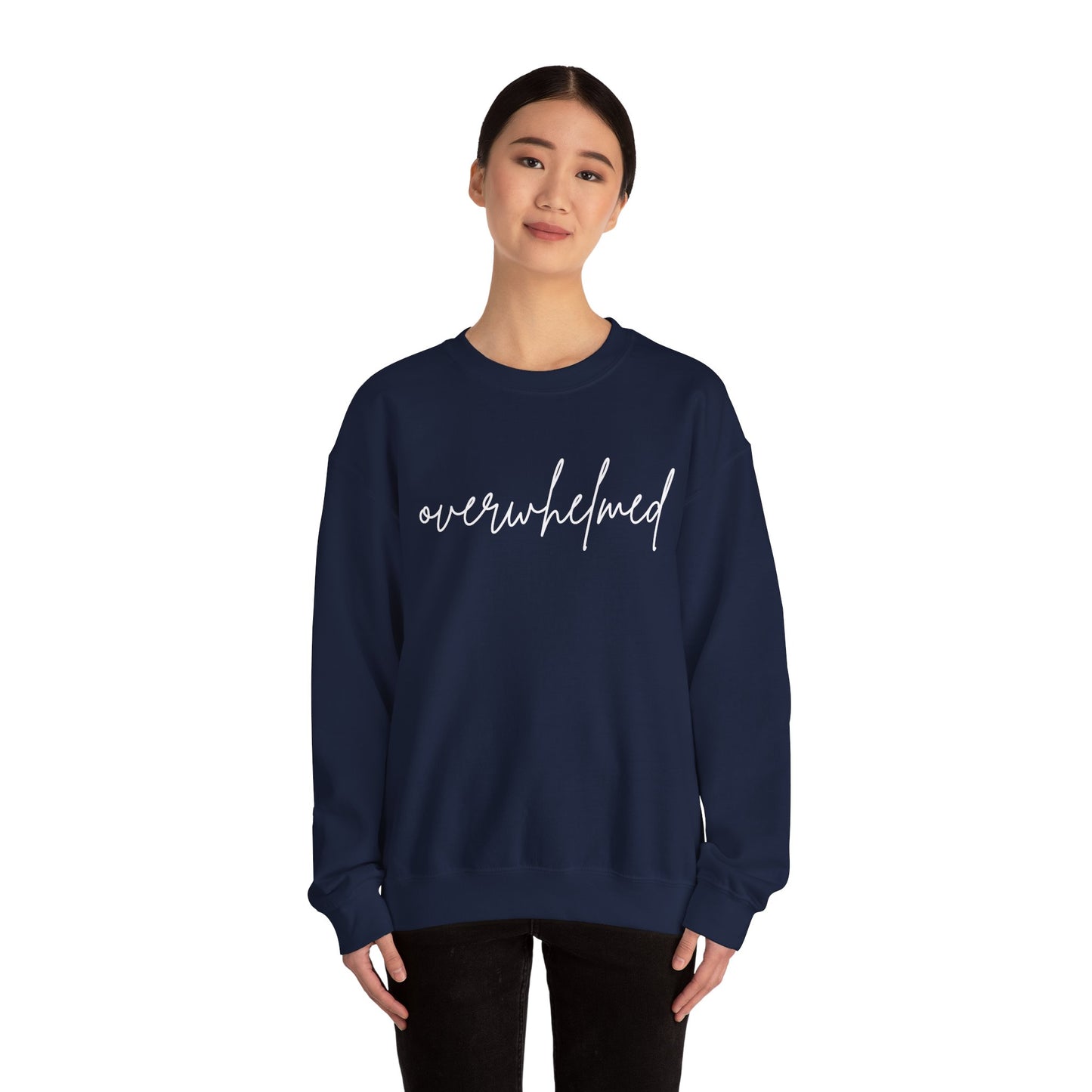 Overwhelmed But Cozy – Unisex Crewneck Sweatshirt