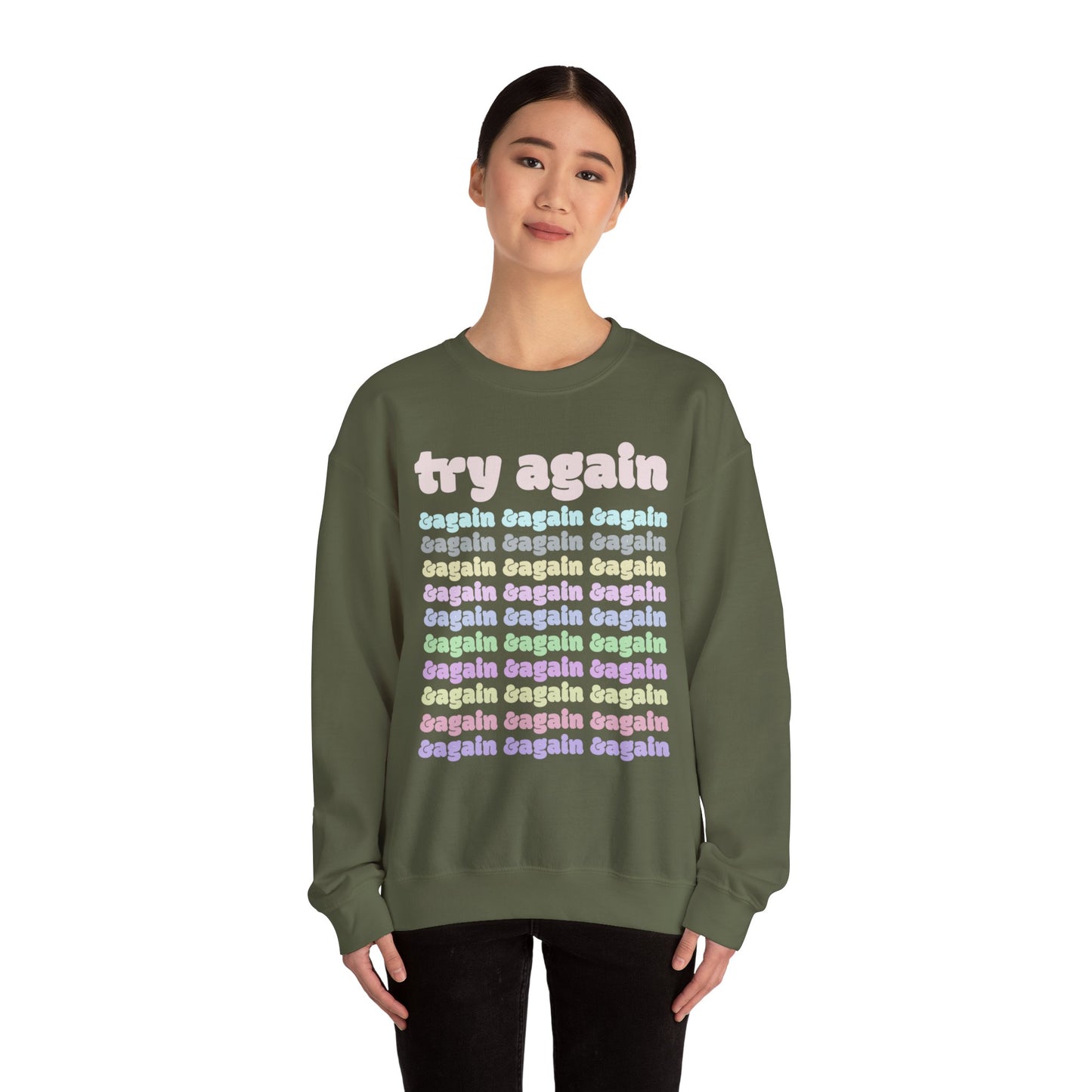 Motivational Crewneck Sweatshirt - Never Give Up