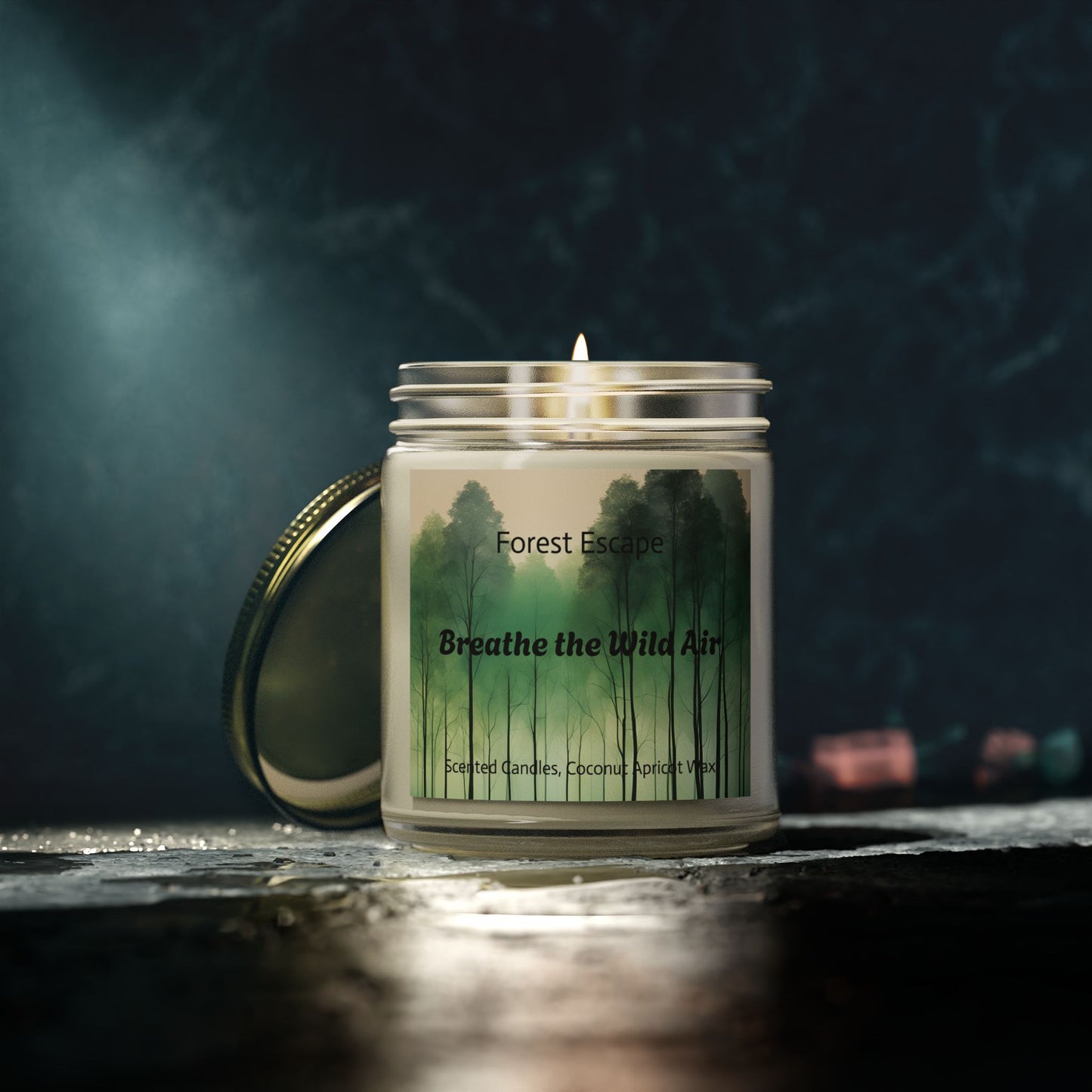 Candle Set, Forest Escape Scented Coconut Apricot Wax (4oz, 9oz)